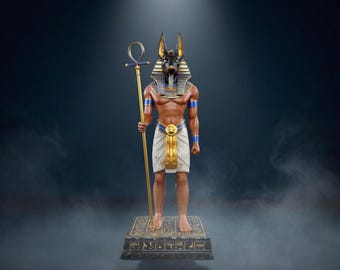3D Printed Anubis Statue, Egyptian God Sculpture, Ancient Mythology Decor