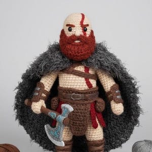 Kratos Amigurumi Mönster - God of War Virkning PDF - Krigarguden Plysch Handledning - Digital Nedladdning