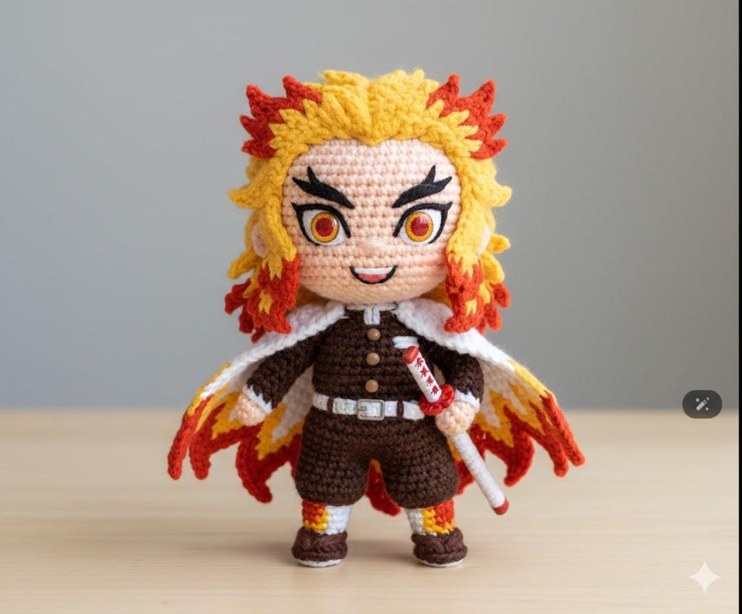 Renguko Pattern Kyojuro Rengoku Amigurumi Crochet Pattern PDF – Flame Hashira Demon ...