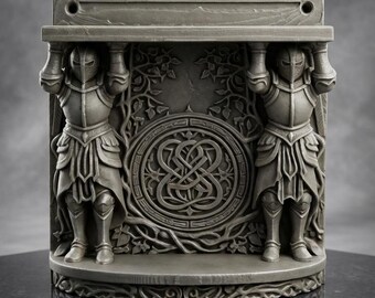 Twin Guardian Knights STL File | Fantasy Bookend 3D Print Model | Medieval Armor Shelf Decor