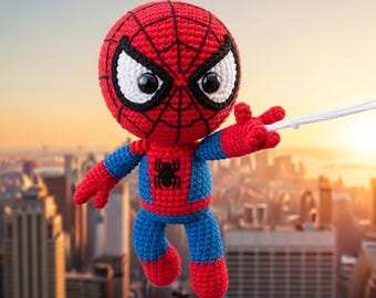 Spider Hero Amigurumi Crochet Pattern | Red Blue Suit Doll Tutorial (PDF Download)