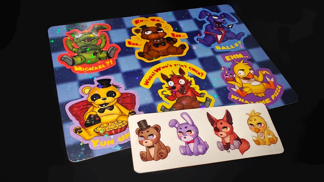 FNAF Five Nights at Freddy's 1 and 3 Holographic Plush Sticker Sheet - Etsy