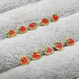 Gold Metal strawberry buttons 4mm, tiny buttons for doll making