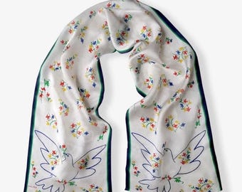 100 % Silk double-sided scarves hand painted scarf  Peace Symbol Scarf