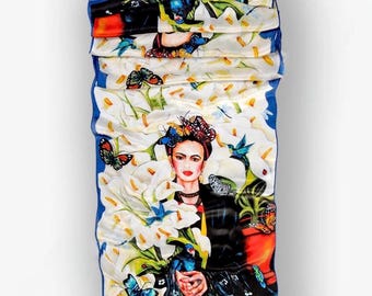 Bufandas de seda 100 % de doble cara pintadas a mano con estampado artístico.