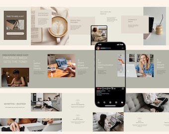 VA Instagram Carousel Templates | Canva Social Media Carousel for Virtual Assistants | Editable Marketing Template