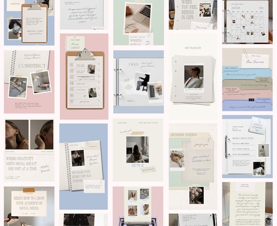 Content Creator Scrapbook Instagram Template | Social Media Agency, Creative Studio Canva Bundle