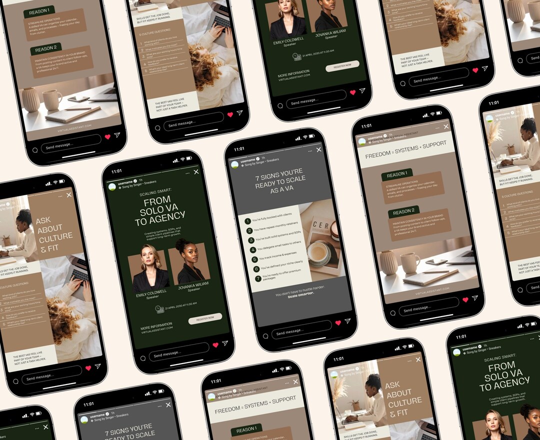 Modern Earth Tone Instagram Story Canva Template for Virtual Assistants ...