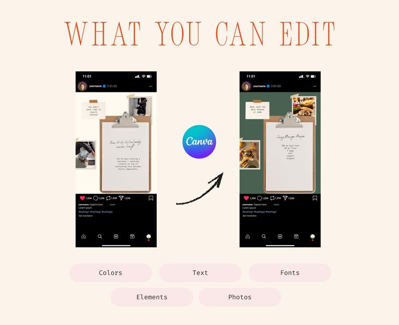 Artsy Scrapbook Instagram Carousel | Seamless Canva Template for Agency ...