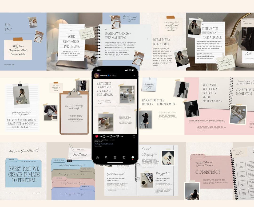 Artsy Scrapbook Instagram Carousel | Seamless Canva Template for Agency ...