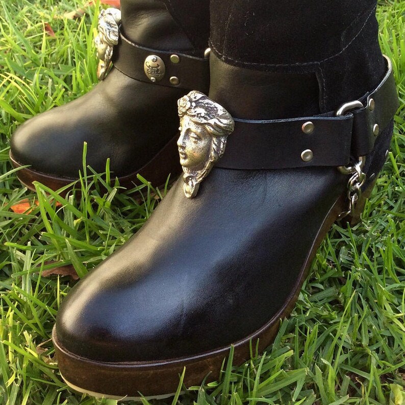 biker boots with straps