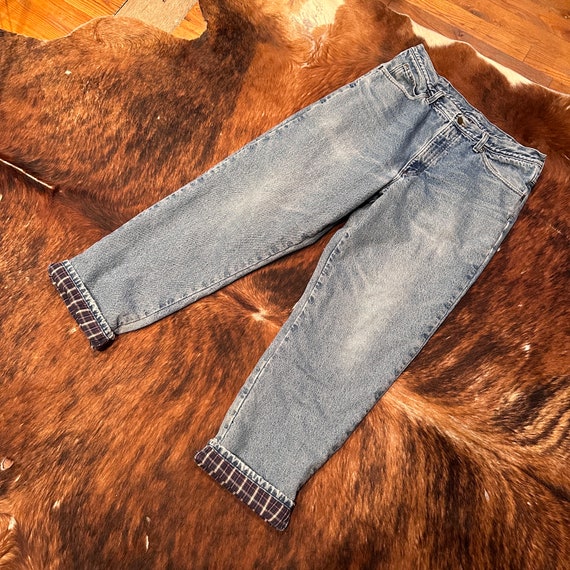 LL Bean Jeans con forro de franela Vintage LL Bean Heavy Denim Blue Jeans Ropa de trabajo Pantalones de invierno Franela blanca azul forrada Etsy Mexico