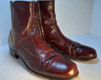 1970s Vintage Mod Beatles Boots - Mahogany Oxblood Leather - 70s Shoes - Individuals Ankle Boots - Men’s sz 9/9.5