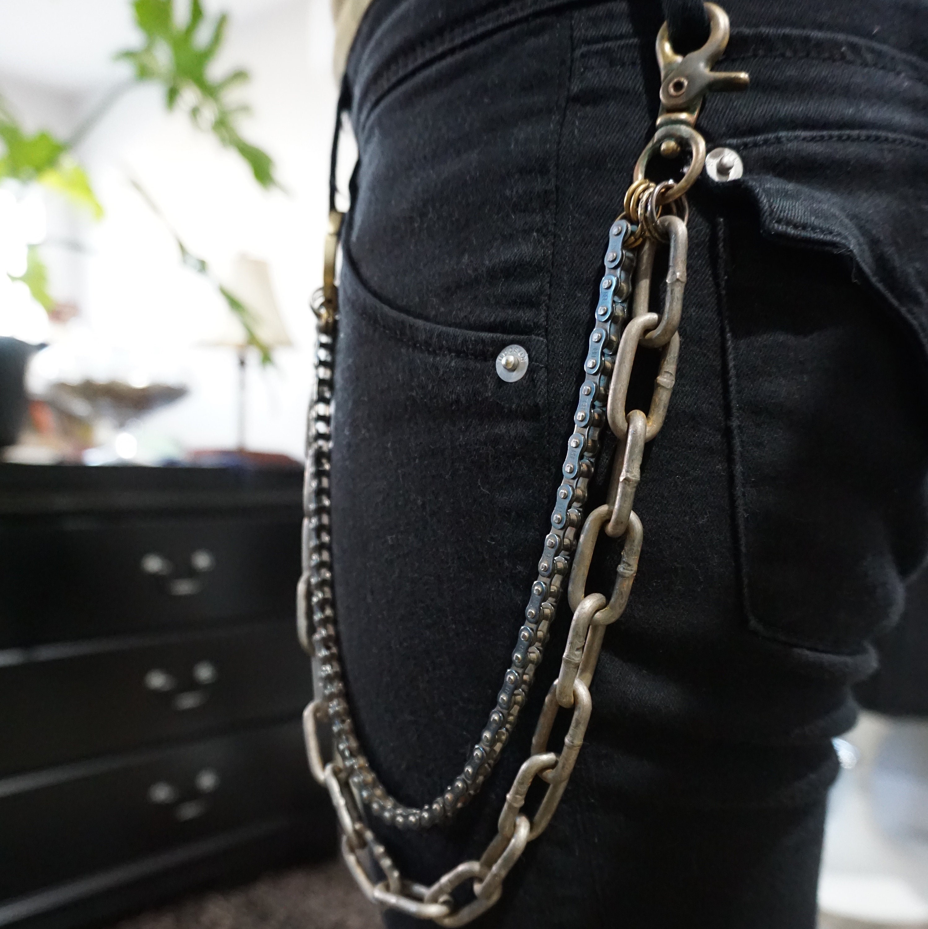 Double Wallet Chain with O Ring, Belt chain, 90's Trouser chain,  Industrial, Alt