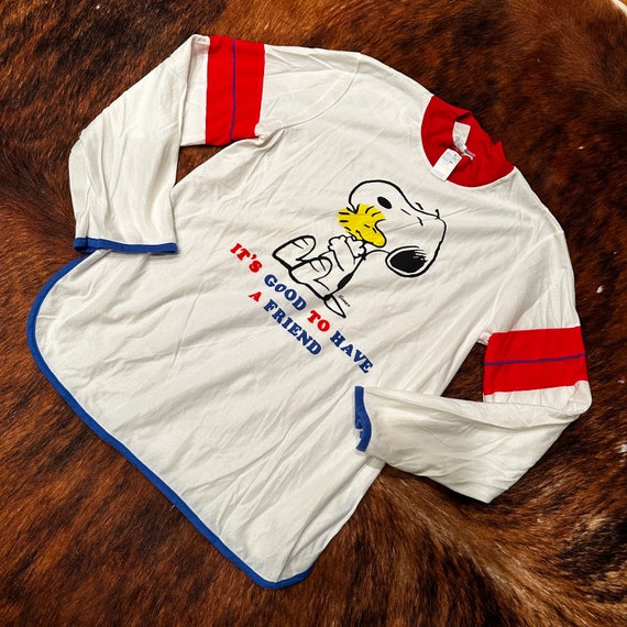 Vintage Deadstock Snoopy & Woodstock PJ Top - Chr… - image 1