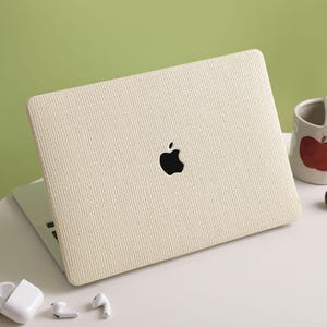 Skyddsfodral i beige vävt läder till MacBook Neo A3404 Air 13 A3240 A2681 Air 15 A3241 Mac Pro 13 14 16 tum M5 Laptopfodral
