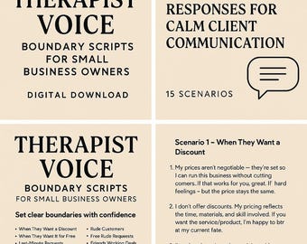 Therapeut-Voice Boundary Scripts für Kleinunternehmer | Calm Professional Kundenantworten | Digitaler Download