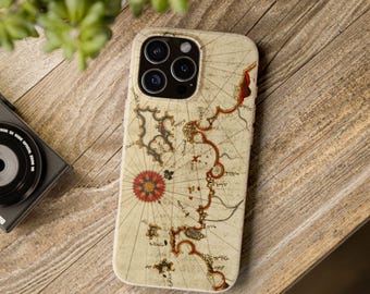 Telefonskal med vintagekarta, iPhoneskal med retrokonst, biologiskt nedbrytbart mobilskal, kompatibelt med Magsafe, present till honom