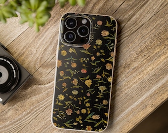 Telefonskal med vintagemotiv, iPhoneskal med mörk blommig design, mobilskal, Magsafe-kompatibelt, biologiskt nedbrytbart, present till honom