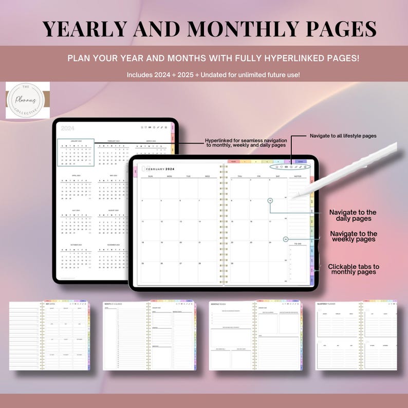 Undated Digital Planner Bundle 2026 2027 - Daily, Weekly and Monthly ...