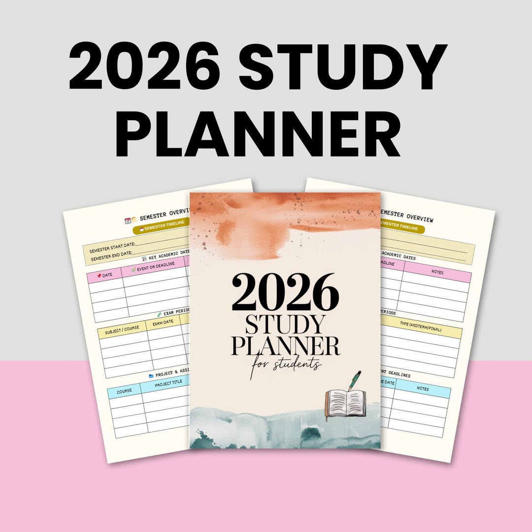 2026 Study Planner Template for Students - Editable Academic Printable ...