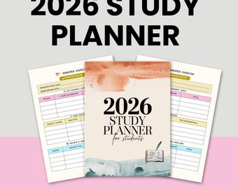 Plantilla de Planificador de Estudios 2026 para Estudiantes - Planificador Académico Imprimible y Editable en PDF - Organizador y Rastreador del Año Escolar