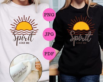 Spirit Christian Quote PNG PDF-bestanden - religieuze Png Sleeve Shirt Design - inspirerende citaten Sun Waves Faith Instant Download Svg-bestanden