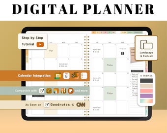 Planificador Goodnotes para 2026-2027: Organizador diario y semanal sin fecha. Descarga digital. Seguimiento mensual de hábitos.