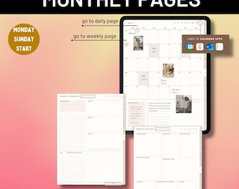 Planificador Goodnotes de descarga instantánea para 2026-2027: organizador diario y semanal sin fecha, rastreador digital mensual personalizado de hábitos.