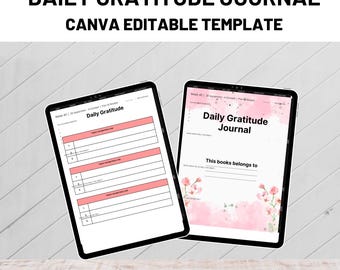 Diario de gratitud diario editable 2026 - Plantilla Canva de descarga digital Kdp Interior - Diario consciente imprimible