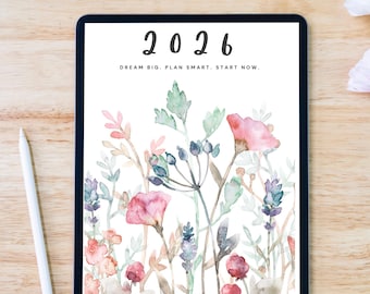 Planificador editable con hipervínculos para Goodnotes 2026 - Rastreador de planificación semanal y mensual - Plantilla de planificador digital para Canva - Cuaderno de planificación empresarial