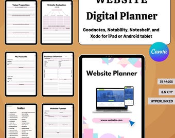 Plantilla editable de Canva para planificador web - Descarga digital: Cuaderno de estrategia de SEO y contenido - Cuaderno de planificación empresarial