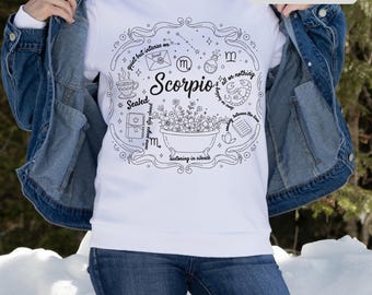 Diseño digital con cita astrológica - Zodiaco Escorpio - Archivos digitales PNG, Jpg, Svg y PDF - Descarga digital instantánea - Diseños de sublimación