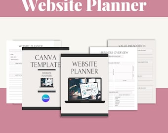 Plantilla de Canva para planificador web de descarga digital - Cuaderno de estrategia web editable - SEO, contenido y planificación de páginas - Organizador empresarial
