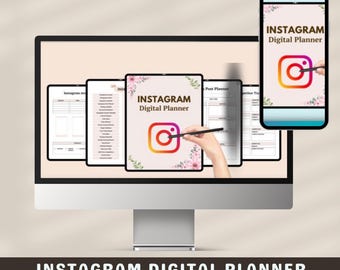 Plantilla de Canva para planificador de contenido de Instagram: descarga digital, planificador de redes sociales editable y programador de publicaciones de Instagram.