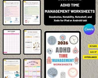 2026 ADHD Planner Template for Time Management - Editable Canva Template Pdf Planner - Daily & Weekly Schedules Plan Tracker