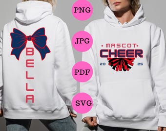 Archivo SVG digital de descarga del equipo de porristas - Diseño de camiseta de mascota de porristas 2025 - Nombre de lazo de porristas Png - Archivo de corte de porristas