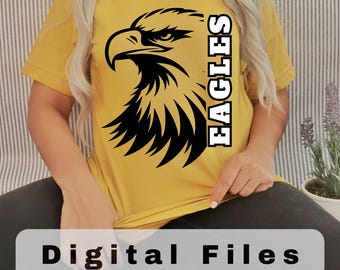 Pobierz plik cyfrowy Eagle Head SVG PNG - maskotka Eagles w formacie JPG dla Cricut i Silhouette - projekt szkolnego ducha zespołowego - pliki do natychmiastowego pobrania