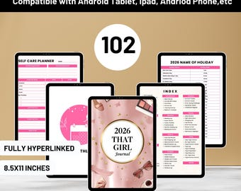 That Girl Editable Digital Journal 2026 - Digital Download Canva Template for Goodnotes - Daily Routine and Habit Tracker