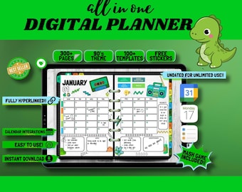 Planificador digital de los años 90 sin fecha, descarga instantánea. Planificador diario, semanal y mensual todo en uno para notabilidad. Buenas notas para iPad y Android (PDF).