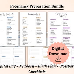 Ultimate Pregnancy Preparation Bundle | Hospital Bag Checklist, Newborn, Postpartum Checklist & Birth Plan