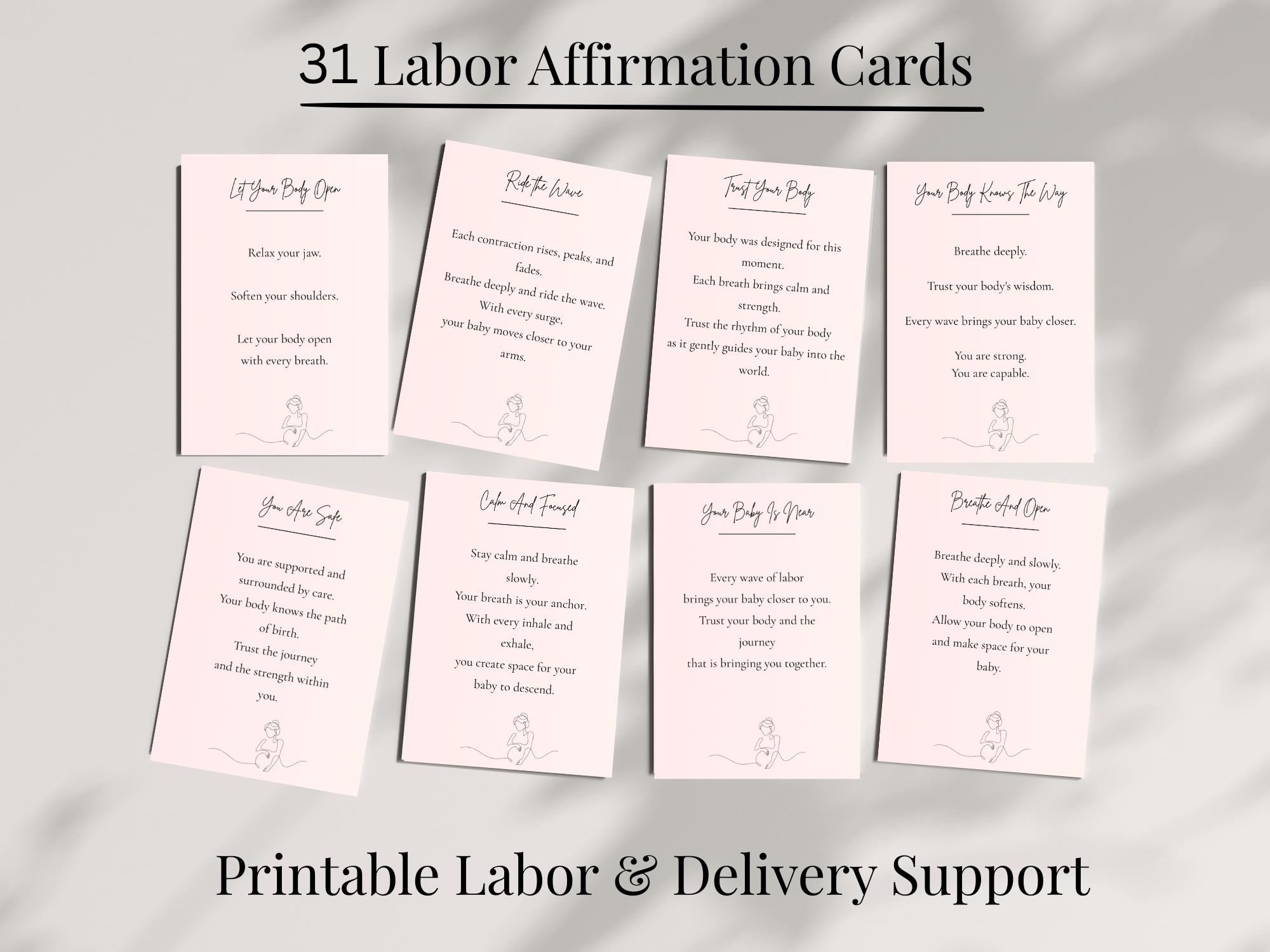 Labor Affirmation Cards | Birth Support, Pregnancy Encouragement ...