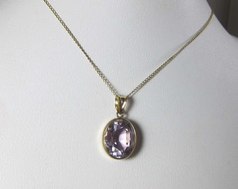 Vintage 10k Amethyst Pendant on  14k  17 inch Chain