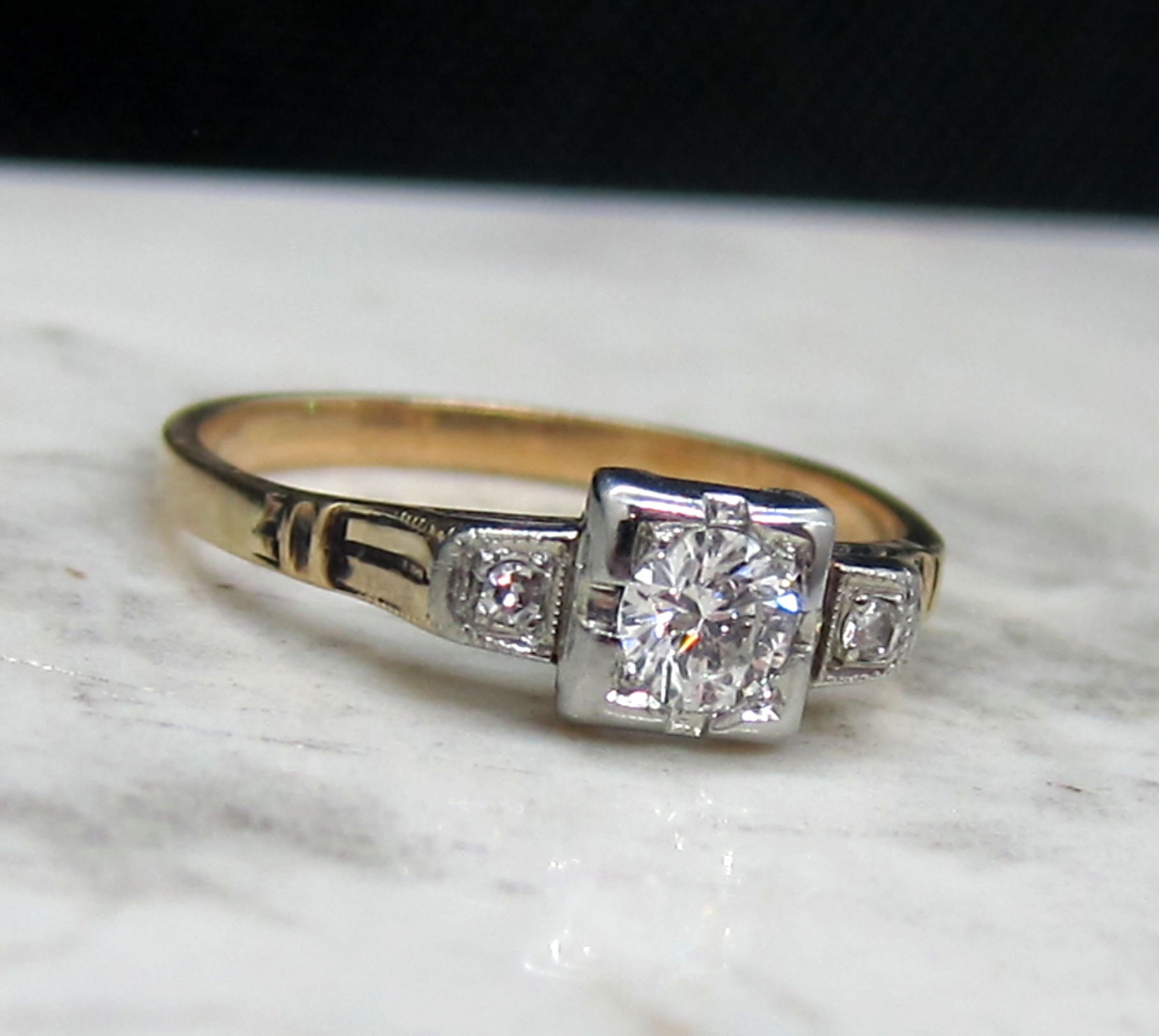 Vintage 10k .36 Ct. Diamond Engagement Ring - Etsy