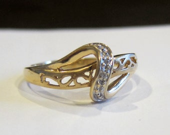 Estate Crossover Bridge 14k Diamond Band Ring