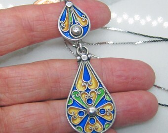 CHARLES THOMAE 925 Sterling Silver Vintage Enamel Larchmont Charm