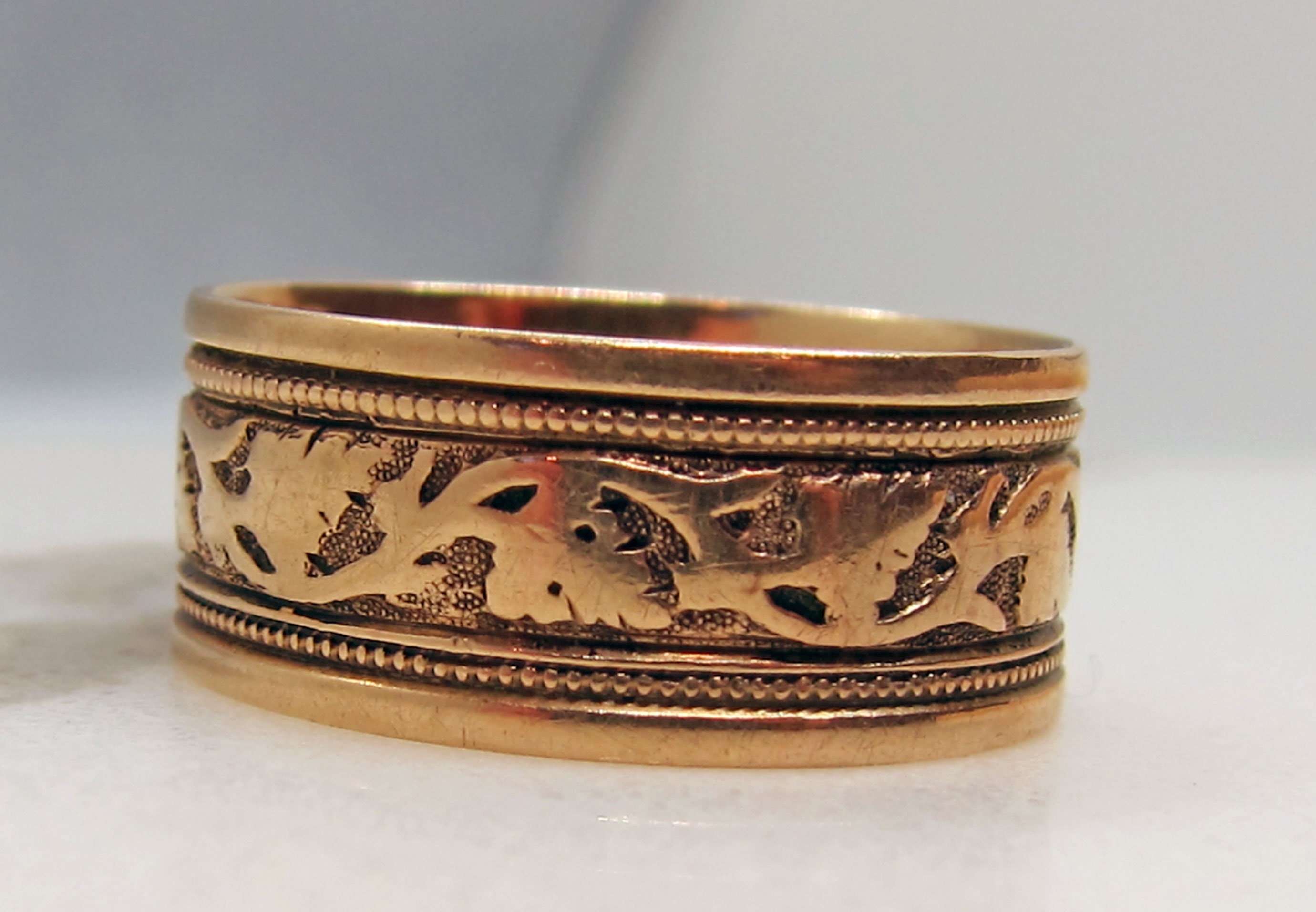 Antique 14k Rose Gold Vines Engraved Eternity Band - Etsy