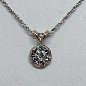 Vintage 14k  .35 Ct. Diamond Cluster Pendant and Chain