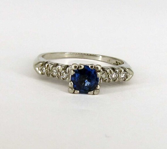 Antique Platinum .80 Ct Sapphire Diamond Engageme… - image 3