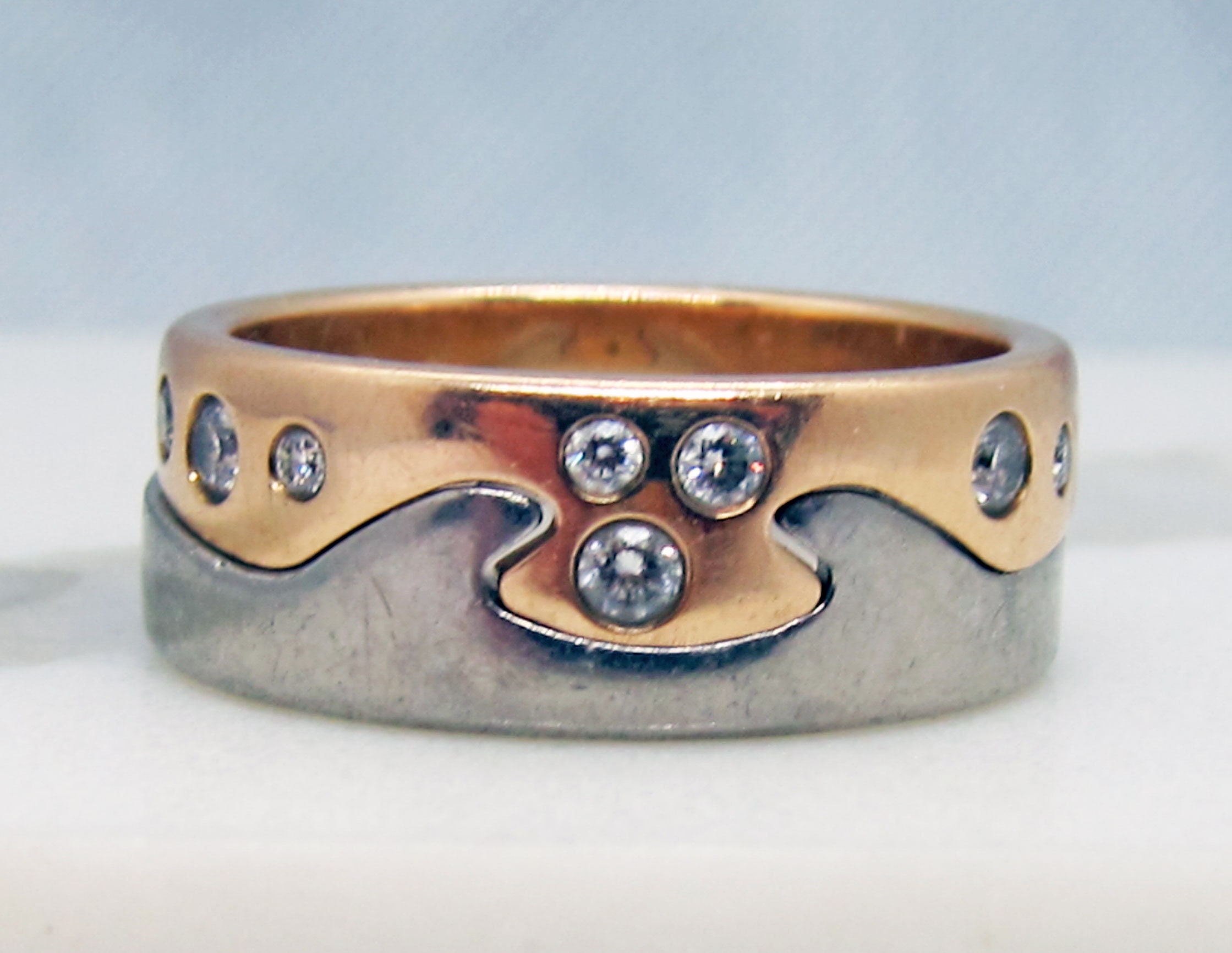 Interlocking Yin-Yang Diamond Puzzle Ring Set | HX Jewelry 18K Yellow Gold
